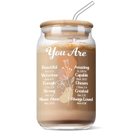 Christian Gifts for Women – Birthday Gifts Ideas for Best Friend Sister Mom Inspirational Religious Encouraging Thank You Gifts 16 Oz Can Glass