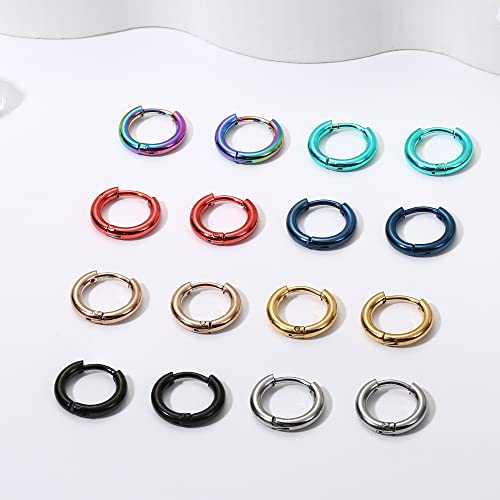 Jstyle 8 Pairs 316L Surgical Stainless Steel Small Hoop Earrings for Men Women Hypoallergenic Huggie Hoop Earrings Cartilage Helix Lobes Sleeper Hoop Earrings Set 18G 20G 8mm/10mm/12mm/14mm4