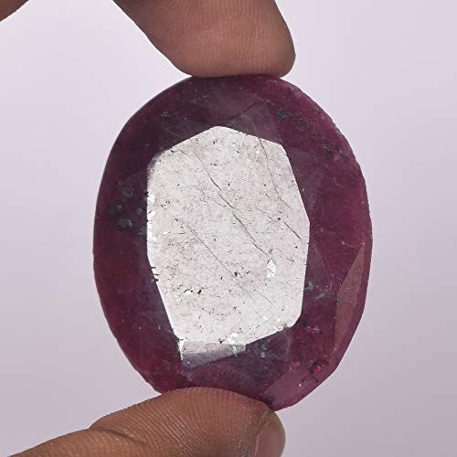 REAL-GEMS Tamaño del colgante: 129,50 quilates, piedra de rubí rojo natural, piedra preciosa suelta, forma ovalada, piedra de rubí facetada certificada