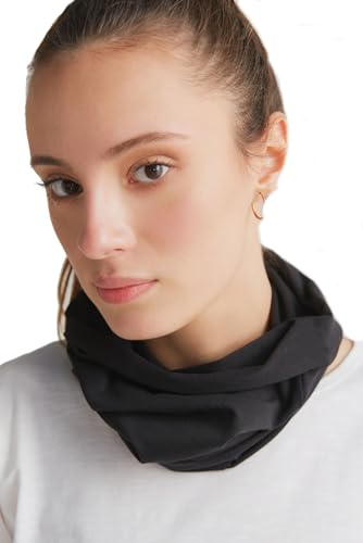 Leela Cotton Damen Herren Schlauchschal Bio-Baumwolle Schal Halstuch Loop Schal Unisex (Schwarz)