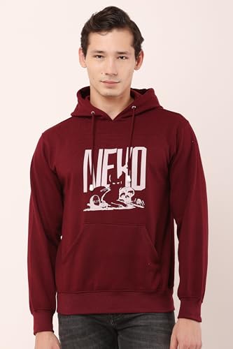 Image of GWADI'S Men's Printed Long Sleeves Fleece Hooded Neck Winter Wear Hoodie with Front Kangaroo Pocket
