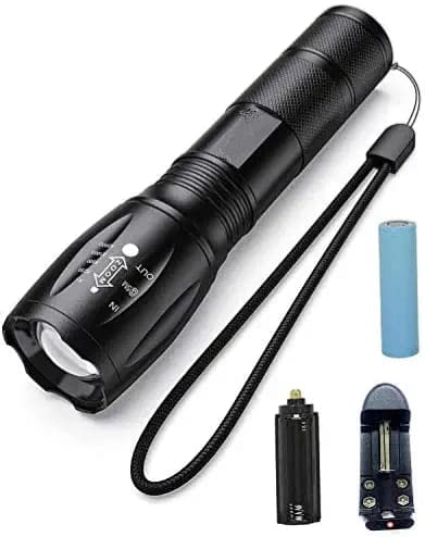 VENEKETY Modes Rechargeable Ultra Bright Cree Led Torch Light Water Resistant High Power with Adjustable Focus & Recharging Kit for Outdoor (Black) (B0B8NBC87W) Amazon Price History, Amazon Price Tracker