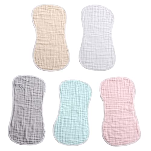 BESPORTBLE Infant Burp Cloths 5 Pack Super Absorbent Muslin Shoulder Pads for Boys Girls Newborn Infant Soft Breathable Machine Washable - Main Image