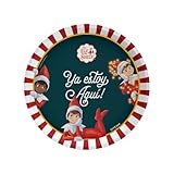 OH YEAH - 6 unidades Plato desechable de cartón Temática Elfo Travieso - Ø 23 cm - The Elf on the Shelf - Decoración Mesa Navideña - Fiesta Navidad Elfos traviesos - YA ESTOY AQUÍ!