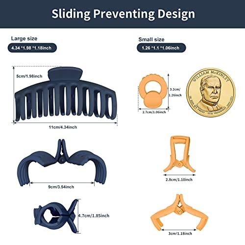 Hair Claws For Women - 4 Large And 4 Small Claw Clips For Thick And Thin Hair, Strong Hold Matte Banana Hair Clips, No Slip Jaw Clip, Perfect Hair Accessories Gift For Women And Girls #TOP5