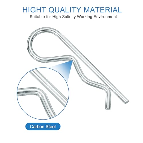 QUARKZMAN 3 mm x 66 mm Splinte Federschnellverschluss, Anhängersplinte Sicherungsstift R Clip Haarnadel Kohlenstoffstahl Silberton 20 Stück