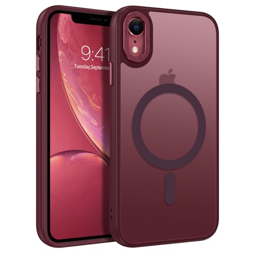 BENTOBEN for iPhone XR Phone Case, iPhone XR Case [Compatible with Magsafe] Magnetic Translucent Matte Slim Thin Shockproof Women Men Raised Lips Protective Cases Cover for iPhone XR 6.1', Wine Red