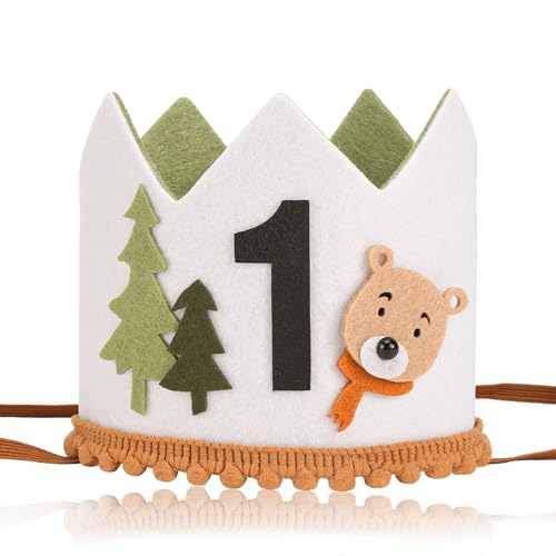 Exacoo Wild One Birthday Decorations First Birthday Decorations Outfit for Boy Little Bear Party Safari Decorations Photo Props