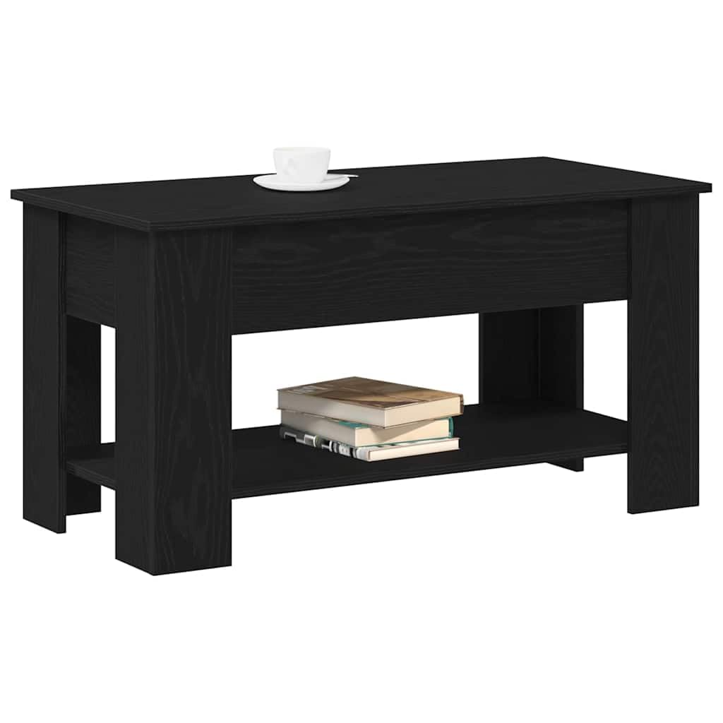 Mesa de centro de roble negro 101 × 49 × 52 cm, estantería, madera, patas ajustables en altura, moderna, salón, dormitorio y oficina