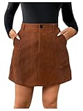 MakeMeChic Women's Plus Size Corduroy Mini Skirt...