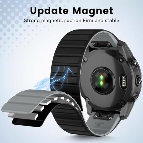 Image of ISABAKE Compatible with Fenix 6X /7X Band, 26mm Silicone Magnetic Band for Fenix 5X /Fenix 5X Plus /Fenix 3 /Fenix 6X Pro /Descent Descent MK2i Smartwatches