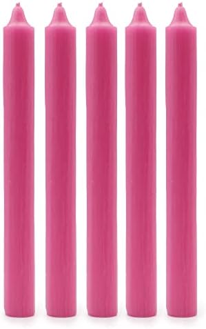 Solid Colour Dinner Candles, Pack of 5 Handmade Candles 20cm x 2cm Rustic Look Bistro Style Taper Candles (Rustic Deep Pink) image 4