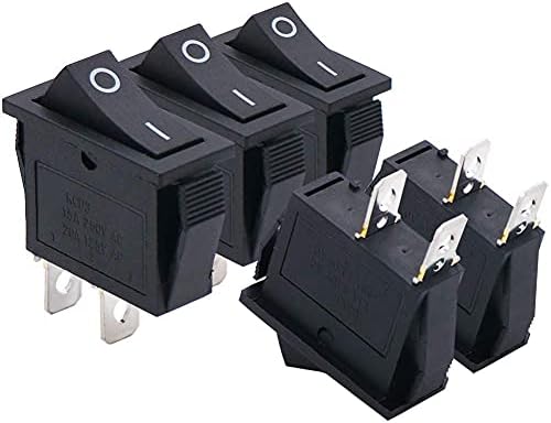 Twidec/5Pcs Rocker Switch 2 Pins 2 Position ON/Off AC 15A/125V 20A/250V SPST Car Boat Black Rocker Switch Toggle（Quality Assurance for 1 Years）KCD3-101