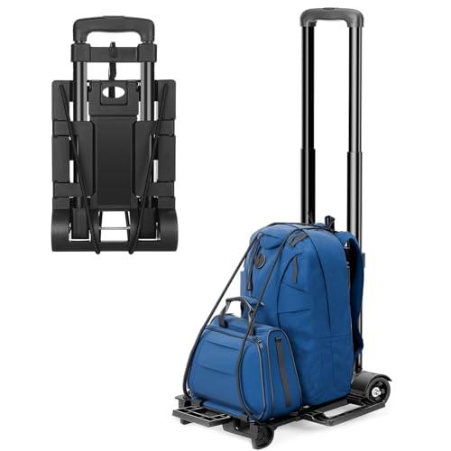 Folding Sack Truck Foldable Luggage Trolley, Foldable Hand Truck Expandable Chassis, Portable Lightweight Sack Barrows Moving Trolley for Lifting Luggage Travel Moving and Office