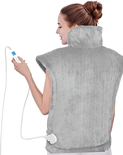 CROETON XL Heating Pad for Back Pain Relief 24"x33'' Large Electric Weighted Heating Pad for Neck and Shoulders, Cramps Sore Muscles, Fast Heat 6 Temp, Auto Shut-Off, ETL Certified, Christmas Gift