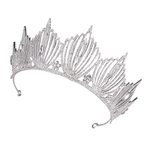 NULYLU Diadema de Tiara Barroca con Gemas de Imitación en Aleación Plateada, Elegante Desvanecimiento para Bodas y Compromisos