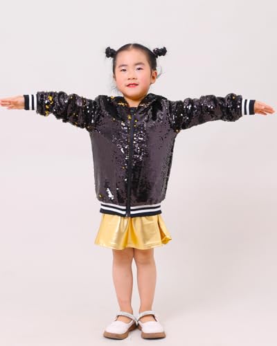 Girls Flip Sequin Jackets Striped Kids Unique Stylish Jacket Zip Up Coat Sparkle Outwear Birthday Shiny Clothes3