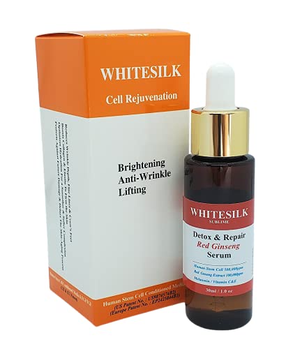 WhiteSilk〔Expert Drops〕─ Power Serum ┃DUAL Matrix〔Human Stem Cell + Red Ginseng〕Skin Lifting SPICULE(1%) Serum | Exfoliate by Bio Micro-Spicule Peeling,Resurface skin by Caviar -25 Nano-liposome (1.2oz)