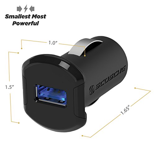 Image of Scosche USBC121M ReVolt Universal Cigarette Lighter Single Device Compact One Port USB Car Charger, Fast Charge One Device Quickly, Black /Space Gray
