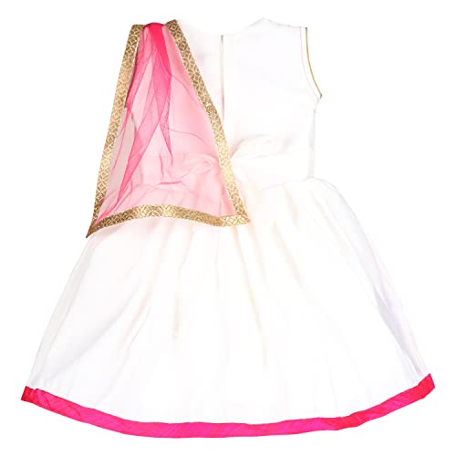 Image of Wish Karo Girls' Ethnic Lehenga Choli Dress with Dupatta - Pink & Green Traditional