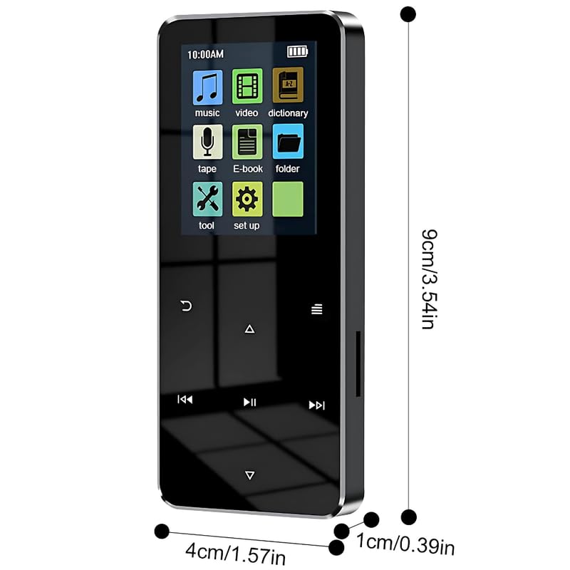 Image of Elevea ๐๐ ๐๐๐๐ซ๐ฌ ๐๐ฎ๐๐ซ๐๐ง๐ญ๐๐ Bluetooth MP4 Player with HiFi Audio & Built-in Speaker | Portable Music & Video Player with Voice Recorder, USB Rechargeable Battery & microSD Card Support