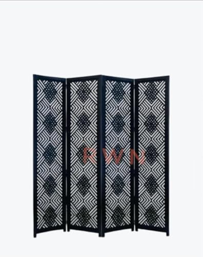 Image of Wooden Room Divider, Wooden Partition for Living Room, Office Wooden Separator and Kitchen Partition,(6 Feet Partition 4 Panels). (4 Panel 6 Feett (190 W x 182 H) CMs)