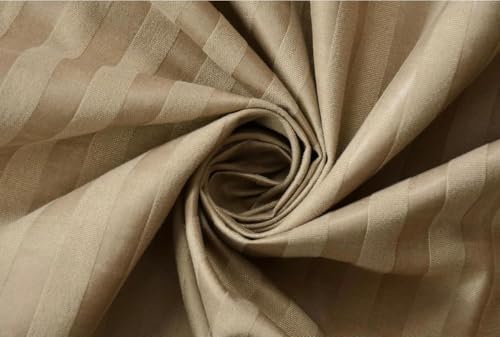 Image of Double Bedsheet Set with Pillow Covers | 200 TC Stripe Glace Cotton Bedding | Soft, Breathable & Durable Double Bed Sheet | Elegant Beige Striped Design