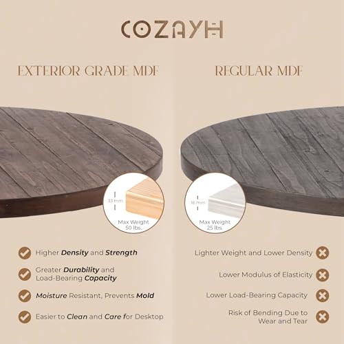 Rustic Farmhouse Coffee Table, Round Coffee Table with X-Motifs Legs, Wood Textured Top, for Boho, French Country Decor, Brown - Image 6