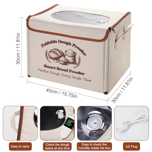 Foldable Dough Proofer Box with 70-130℉ Temp Control & 12H Timer, Proofing Box for Sourdough, Bread Baking, Pizza, Yogurt, Kombucha, Space-Saving & 5-Layer Fabric — view 5
