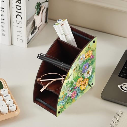 Image of Diamond Painting Kits Organizer Box, Diamond Art Green Parrot DIY Special Shape Crystal Rhinestones Partial Mosaic Handmade Making Kit Organizer Box, Home Dining Living Room Tabletop Decoration