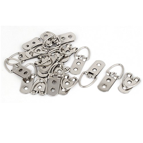Image of uxcell 55mm x 23mm Double Hole Triangle D Ring Picture Frame Hangers 20PCS w Screws