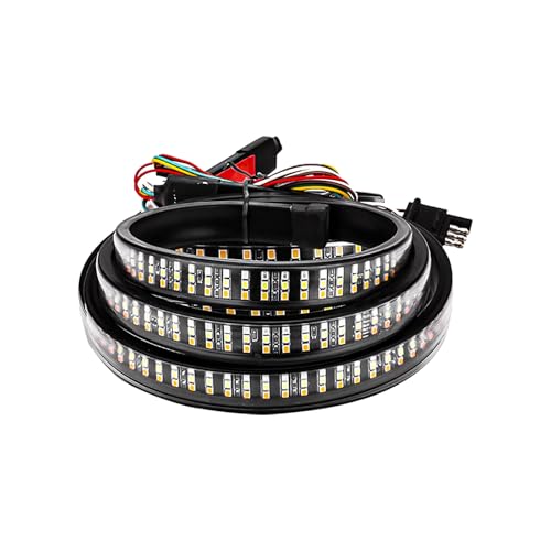 BWBWND 48 LED Tailgate Light Bar Triple Row LED Tail Light Strip with Red Brake White Reverse Lights Bright Waterproof Rear Lights Bar Universal for Pickup Trucks SUV RV Van (White & Yellow & Red)