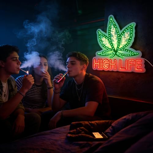 Image of Weed Neon Sign, USB Powered Weed Decor for Wall, Marijuana Light Cannabis Wall Art Signs Suitable for 420 Friendly Room Decor, Bar, Game Room, Party