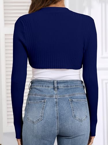 Women's Long Sleeve Shrug Sweaters Knit Bolero Shoulder Open Cropped Cardigan2