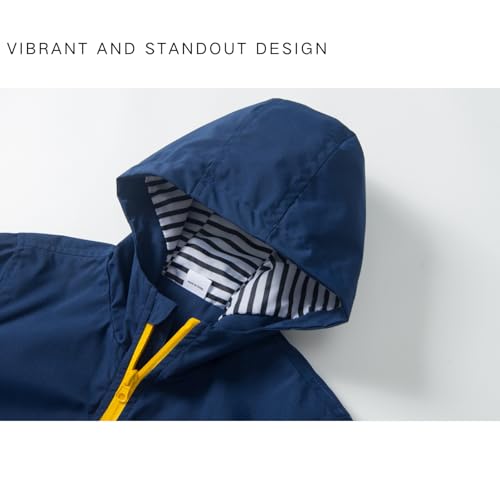 Image of Boys Rain Jacket with Detachable Hood Lightweight Raincoats for Kids