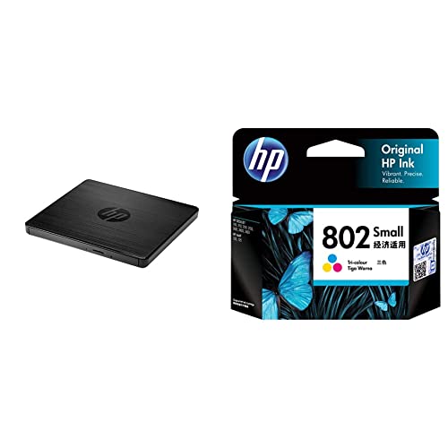 Image of HP F6V97AA#ACJ External USB DVD-RW Drive & 802 Small Ink Cartridge - Tri-Color