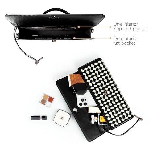Image of Joryin Woven Purse for Women Evening Clutch Woven Leather Handbags Crossbody Bag Purse Formal Evening Bag, Vegan Leather