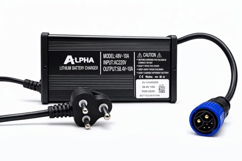 Image of TVS iQube Charger Fast Charging 58.4V 10A | Chagori 2+4 Pin Connector | 06+10 Months Warranty | Japanese in-Built Technology