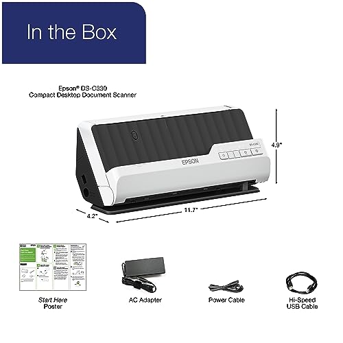 Image of Epson DS-C330 Duplex Compact Desktop Document Scanner with Auto Doc Feeder (ADF)
