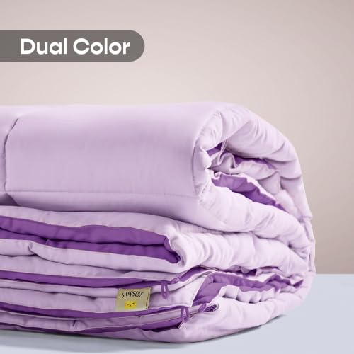 Image of SleepyCat All Season Reversible Comforter | 200 GSM Microfiber | Single Size | Purple
