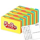 Chell 5x8 Plastic Index Card Dividers, Heavyweight Poly Index Card Guides A-Z for Flash Cards and Recipe Cards, with Alphabetical/Blank Stickers, Pack of 25