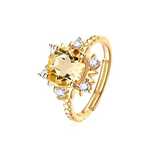 Bague Quartz Rose Femme KnSam Argent 925 Doré Ajustable Cocktail
