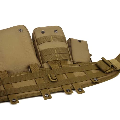 HUNTVP Taktischer Gürtel Verstellbar Molle Gürtel Militär Koppel Nylon Tactical Belt Wasserdicht Schnellverschluss Armee für Polizei Security Sicherheit Wandern Bergsteigen Outdoor - Braun