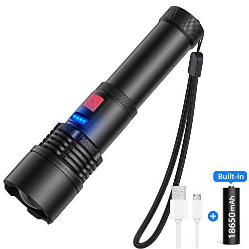 Rechargeable LED Flashlight,ELEKIN Military LED Flashlight,Super Bright 3000 lumens,Waterproof Adjustable Focus,5 Modes, High/Medium/Low/Strobe/SOS,Indoor/Outdoor(Hiking/Emergency use)