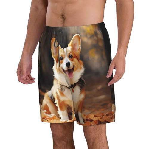 Corgi Dog Men's Casual Shorts Drawstring Summer Beach Shorts Quick Dry Bathing Suits Hawaii Swim Trunks2