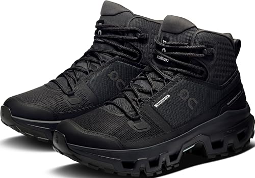 On Mens Cloudrock Mid Waterproof Black/Black 11.5 M