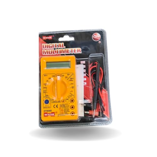Image of DT-9205A Digital Multimeter with LCD Display - Voltage, Current, Resistance & Continuity Tester - Portable & Accurate Measuring Tool for Electrical & DIY Use (Yellow)