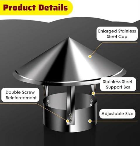 Protector de Chimenea contra la Lluvia para chimeneas de ladrillo de 15 cm. Cubierta Impermeable para conductos de Humos y chimeneas. Protección de ventilación para Tubos de Humo y chimeneas