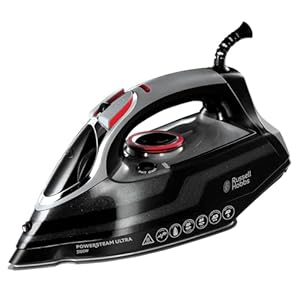 Russell Hobbs Steam Iron [3100W, 210 g/min extra steam boost, 70 g/min steam] Power Steam (350ml, ceramic soleplate, self-cleaning & spray water function, anti-limescale, drip stop) 20630