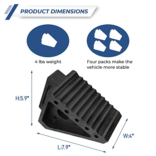Hoxwell NBTS001-2 Solid Heavy Duty Rubber Wheel Chocks 4 Packs, Premium Wheel Stopper For Car, Travel Trailers, Rv thumb #1